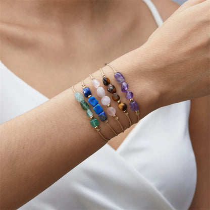 Charm 12 Constellation Natural Stone Beads Bracelet For Women Couple Hand Woven Rope Friendship Birthday Zodiac Jewelry Gifts