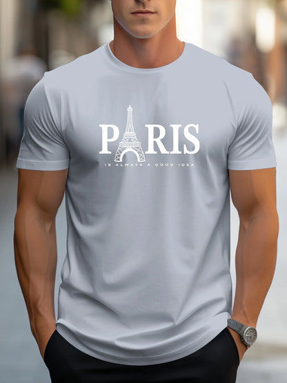 Paris Graphic Men’s T-Shirt – Short Sleeve Fashion Streetwear Pullover, Trendy Oversized Casual Summer Top - Perfect Gift For Him.