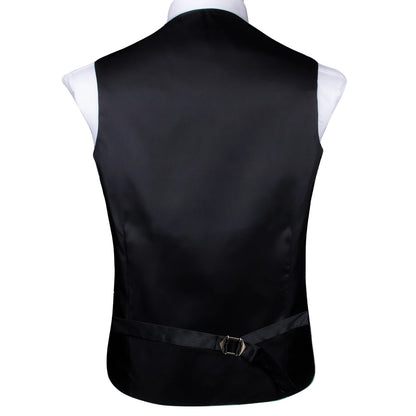 Elegant Men's Formal Silk Vest & Accessories By Hi-Tie | Waistcoat Set with Tie, Bowtie, Hanky, Cufflinks for Business, Office, Party, Wedding - Ideal Gift for Him