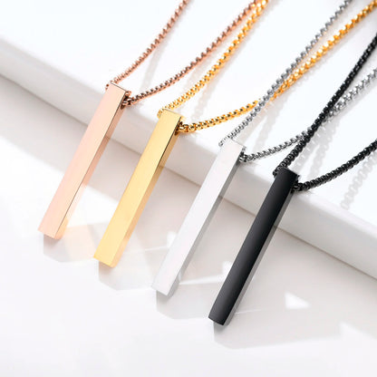 Waterproof Stainless Steel Bar Pendant Necklace – Unisex Minimalist Jewelry