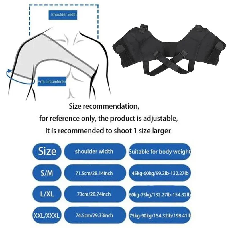 Adjustable Double Shoulder Support Brace – Compression Strap for Pain Relief & Posture Correction - Ideal Gift for Loved Ones