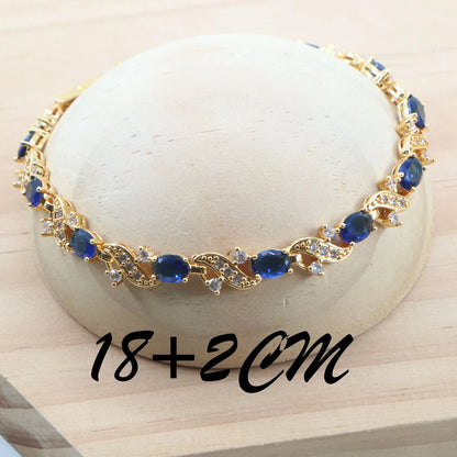 Elegant Blue Red Green Purple White Zircon Wedding Jewelry Set for Women – 925 Silver Pendant Necklace, Earrings, Ring, Bracelet - Perfect Gift for Her