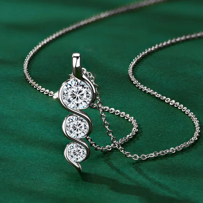 RAPRGOLD 925 Silver Chain With Moissanite Pendant for Women – Round Cut & Twisted Pendant Necklace for Wedding, Party - Jewelry Gift for Her