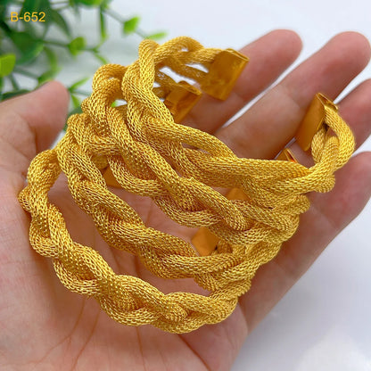 24K Gold Color Cuff Bangles  for Women – Dubai-Inspired Wedding Charm Jewelry, Arabic Party Twist Bracelet By ANIID  - Ideal Gift for Her
