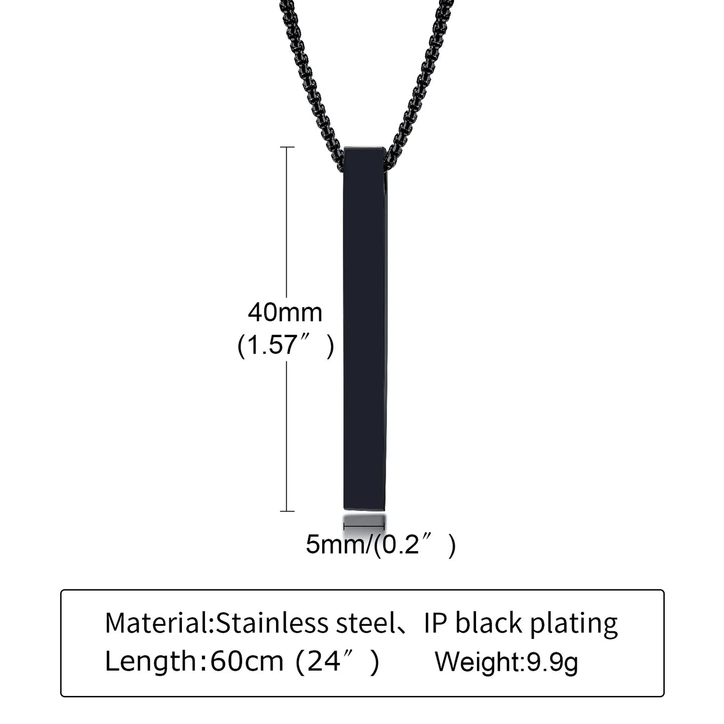 Waterproof Stainless Steel Bar Pendant Necklace – Unisex Minimalist Jewelry