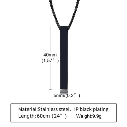 Waterproof Stainless Steel Bar Pendant Necklace – Unisex Minimalist Jewelry