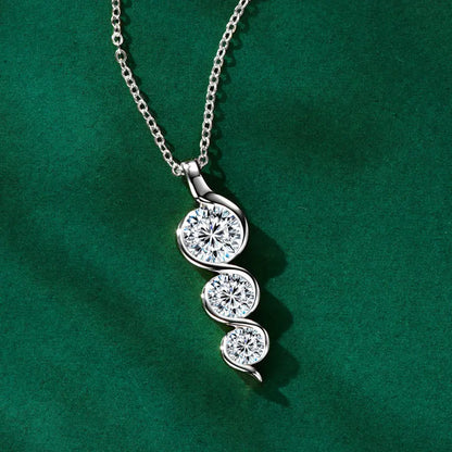 RAPRGOLD 925 Silver Chain With Moissanite Pendant for Women – Round Cut & Twisted Pendant Necklace for Wedding, Party - Jewelry Gift for Her