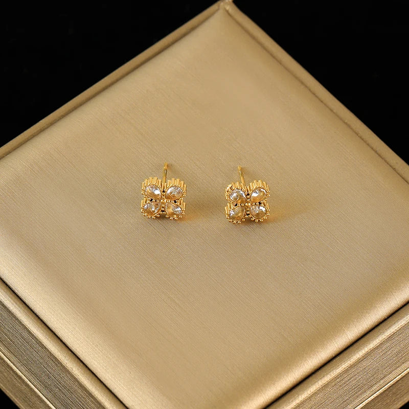 EILIECK 316L Stainless Steel White Zirconia Flower Petal Necklace Bracelet Earrings Set For Women New Trendy Jewelry Party Gift