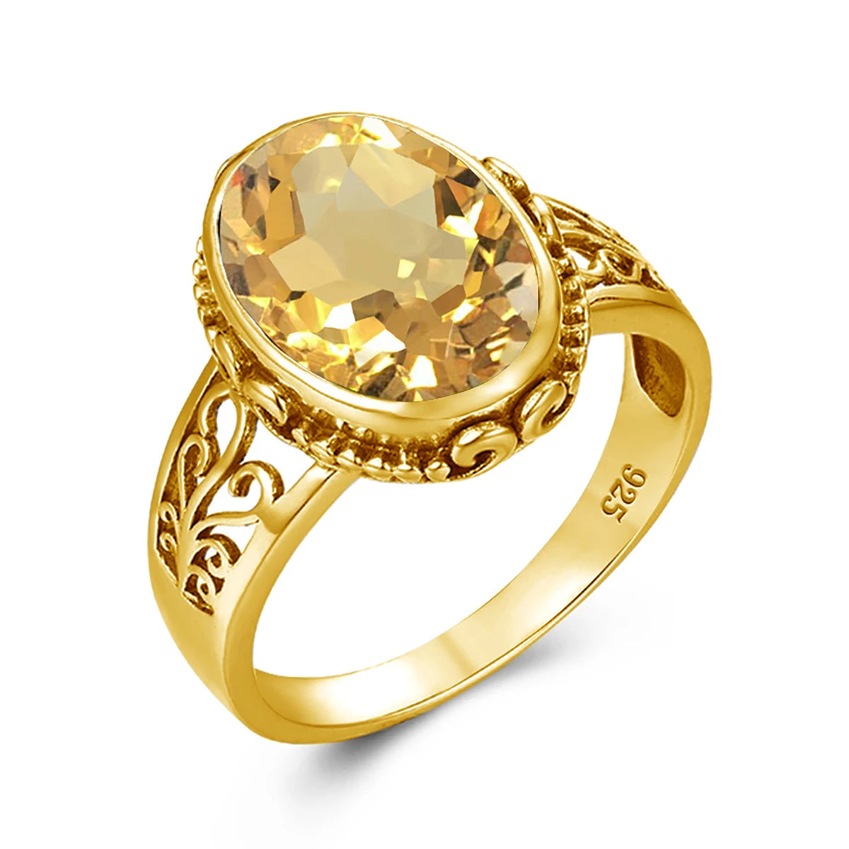 Luxury 10x14mm Oval Cut Yellow Gold Citrine Ring for Women – Art Deco Birthstone Wedding  Party Jewelry - Perfect Gift for Her