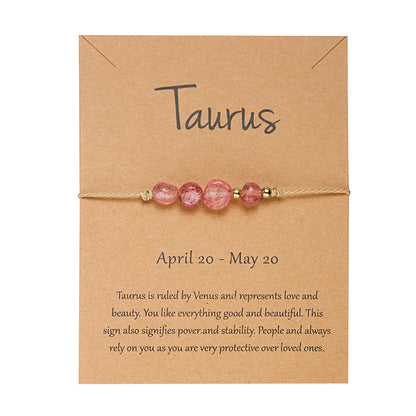 Charm 12 Constellation Natural Stone Beads Bracelet For Women Couple Hand Woven Rope Friendship Birthday Zodiac Jewelry Gifts