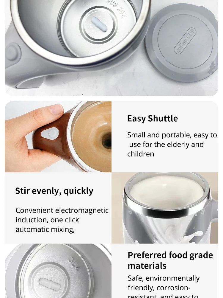 Magnetic Self-Stirring Coffee Mug for Home, Office & Travel – Rechargeable Auto Mix Cup for Tea & Hot Drinks - Perfect Gift to Express True Love