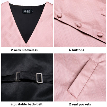 Elegant Men's Formal Silk Vest & Accessories By Hi-Tie | Waistcoat Set with Tie, Bowtie, Hanky, Cufflinks for Business, Office, Party, Wedding - Ideal Gift for Him