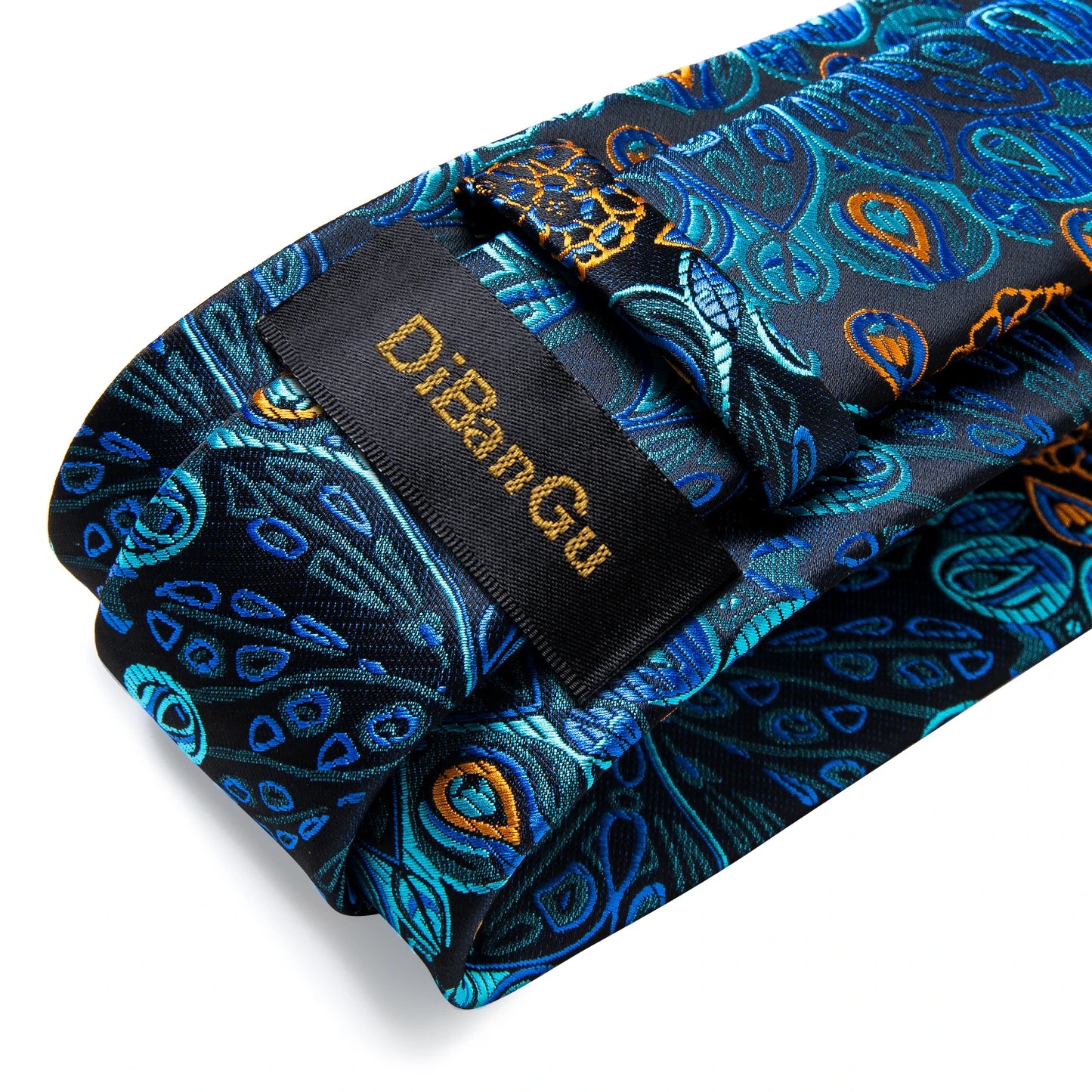 Luxury Orange Paisley Men's Tie Set for Business, Office, Party, Wedding| 3.15 Inch Silk Polyester Necktie, Cufflinks & Pocket Square - Perfect Gift for Him