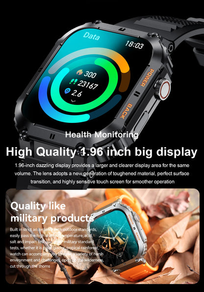 Men's Smartwatch for Android & iPhone By LIGE – Smashproof & Waterproof, 1.96" Display, Bluetooth Call, Fitness Tracker, 400mAh Battery - Perfect Gift for Him