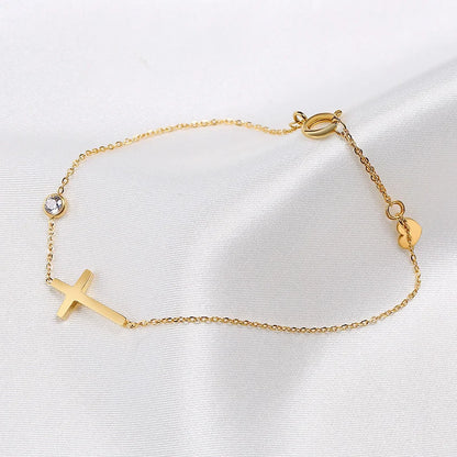 Women’s Minimalist Thin Chain Bracelet Cross Moon Star Charm