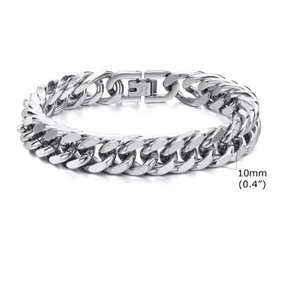Bold 8mm/12mm Oxidized Stainless Steel Cuban Link Bracelet for Men - Punk Rock Style Wristband for Daily Wear & Party - Perfect Jewelry Gift for Him