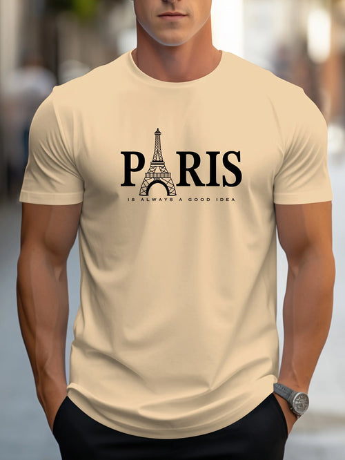 Paris Graphic Men’s T-Shirt – Short Sleeve Fashion Streetwear Pullover, Trendy Oversized Casual Summer Top - Perfect Gift For Him.