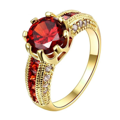 18K Yellow Gold Princess Ruby Wedding Ring - Fine Jewelry - Excellent Gift for Women