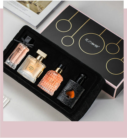 Floral Scent Perfume Gift Box for Women – 4PCS Set Pheromone Parfum Pour Femme 105ml Long-Lasting Spray Colognes