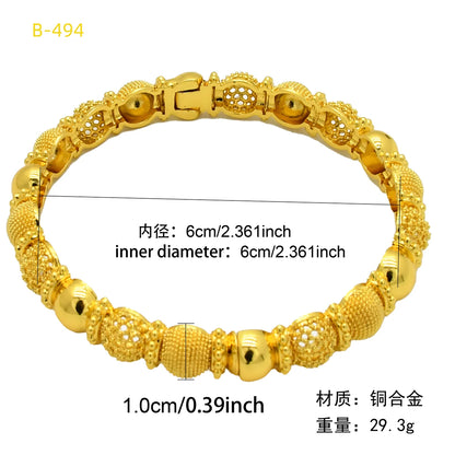 Dubai 24K Gold Color Charm Bangles – ANIID Arabic Wedding Bracelet Gift for Women - Elegant Jewelry Gift for Her