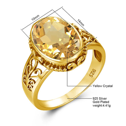 Luxury 10x14mm Oval Cut Yellow Gold Citrine Ring for Women – Art Deco Birthstone Wedding  Party Jewelry - Perfect Gift for Her