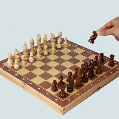 Chess set board 24-39cm suitable for adults children's gift family game solid wood chess pieces traditional handmade classic. kids birthday gift.