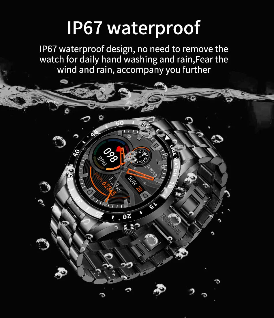 LIGE 2024 Smart Watch - Full Circle Touch Screen, Bluetooth Call, Waterproof, Health Monitoring - Elegant Gift for Men