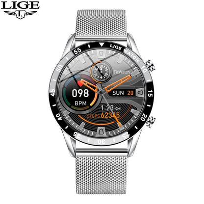 LIGE 2024 Smart Watch - Full Circle Touch Screen, Bluetooth Call, Waterproof, Health Monitoring - Elegant Gift for Men