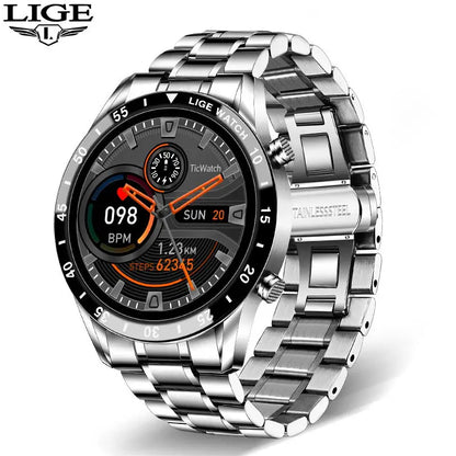 LIGE 2024 Smart Watch - Full Circle Touch Screen, Bluetooth Call, Waterproof, Health Monitoring - Elegant Gift for Men