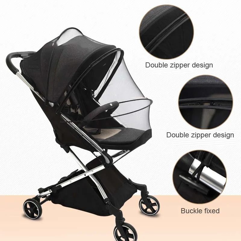 Full Cover Baby Mosquito Net with Double Zipper and Mesh Carriage For Stroller, Carrier & Bassinet- Sun Protection, Protect From All Insects