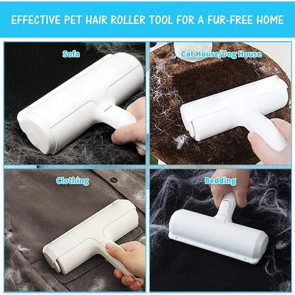 Pet Hair Remover and Reusable Lint Roller - Dog & Cat Fur Hair Remover with Self-Cleaning Base, For Furniture, Couch, Carpet, Clothing, Car Seats - Portable, Multi-Surface Hair Brush