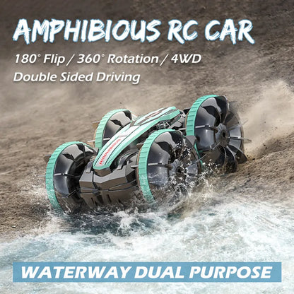 Remote-controlled amphibious RC car, stunt car, double-sided flip car, drift car, outdoor toy for Kids