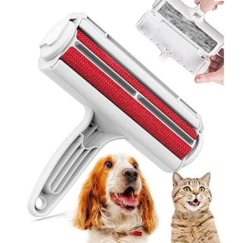 Pet Hair Remover and Reusable Lint Roller - Dog & Cat Fur Hair Remover with Self-Cleaning Base, For Furniture, Couch, Carpet, Clothing, Car Seats - Portable, Multi-Surface Hair Brush