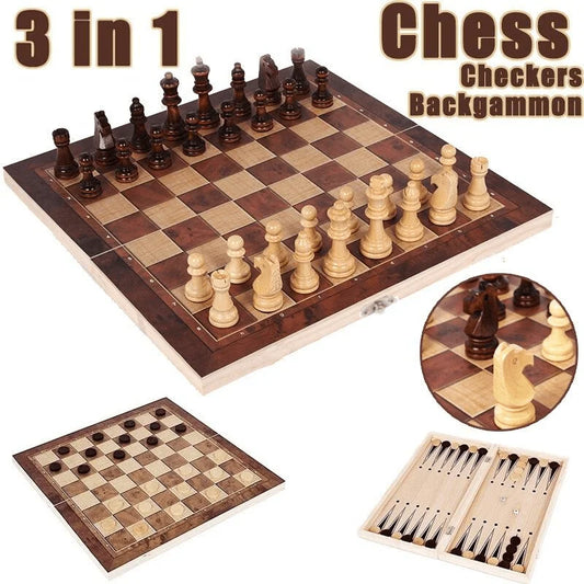 Chess set board 24-39cm suitable for adults children's gift family game solid wood chess pieces traditional handmade classic. kids birthday gift.