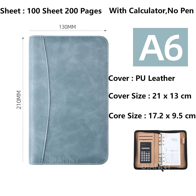 High Quality Padfolio Diary with Calculator and Zipper - A6 A5 Notepad Office Planner Sketchbook - Wholesale/Retail