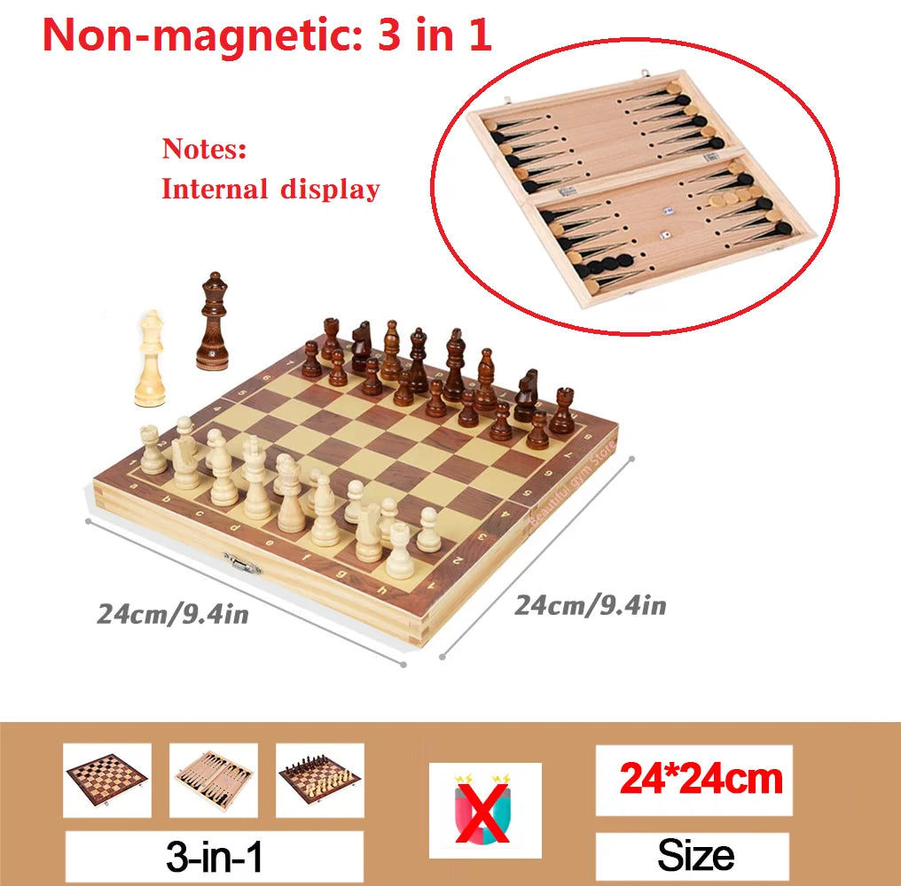 Chess set board 24-39cm suitable for adults children's gift family game solid wood chess pieces traditional handmade classic. kids birthday gift.